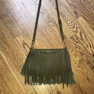 Rebecca minkoff suede fringe crossbody olive green